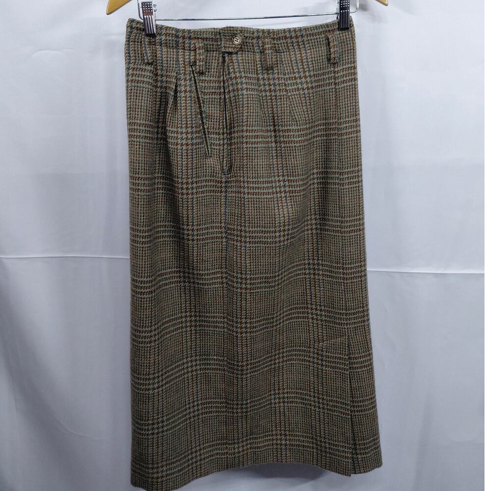 Country Shop Wool Blend Plaid Skirt Brown Lined Women Size 6